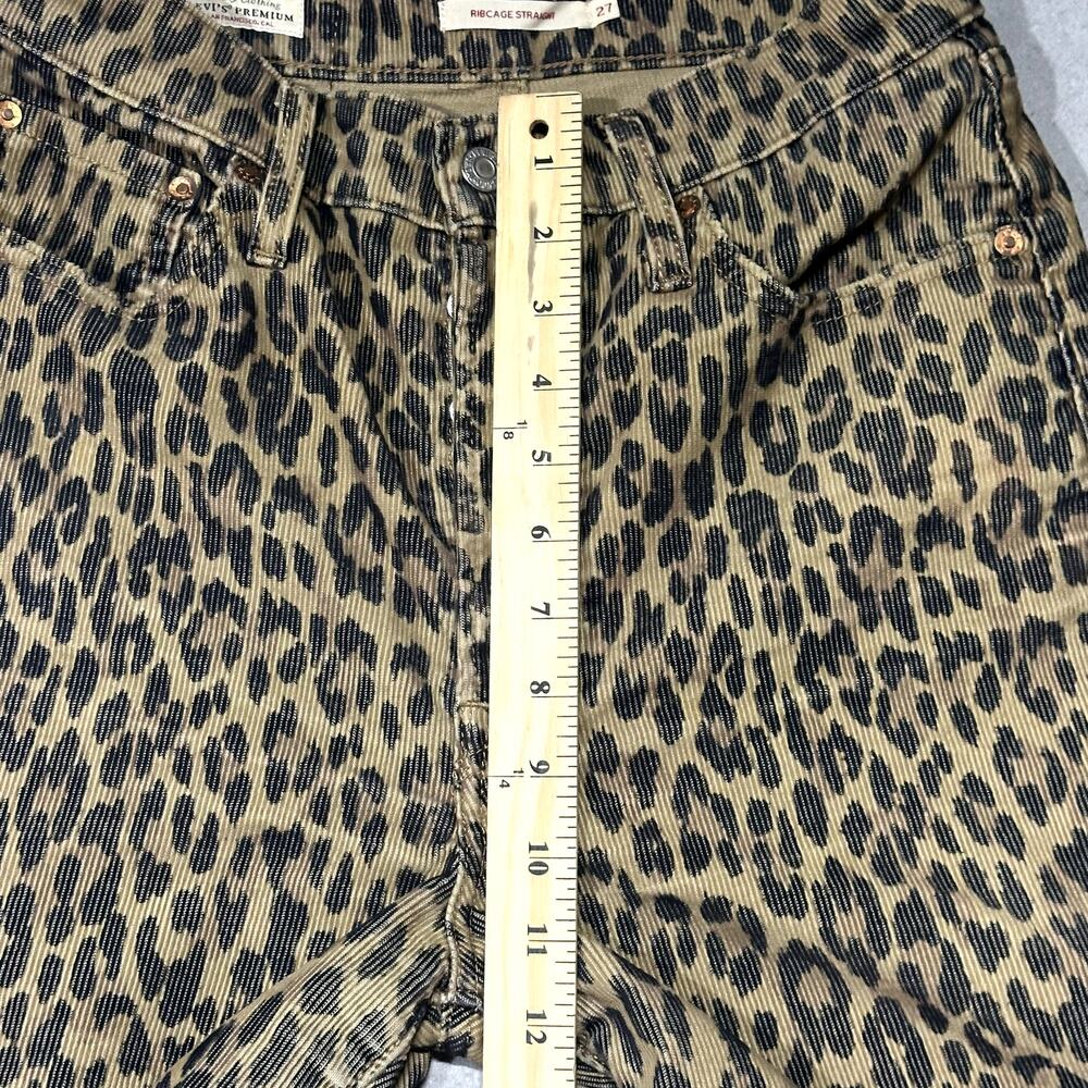 Levi's Cheetah Print Corduroy Pants Women's 27 Premium Rib Cage Straight - Picture 4 of 15